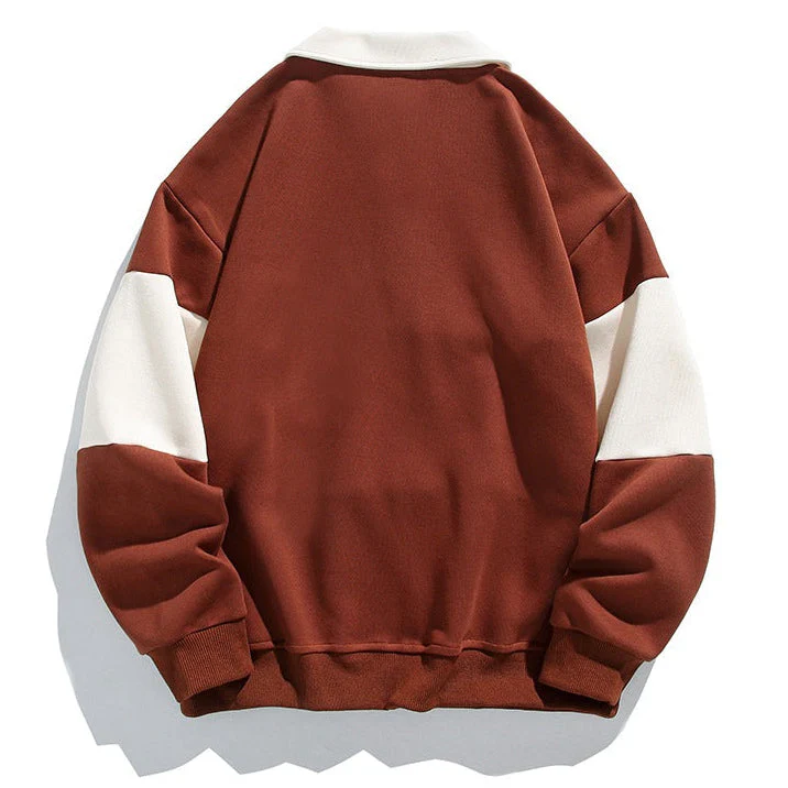 Oliver Oversized Polo Sweatshirt | Striped Collared Long Sleeve Sweatshirt - Image 8