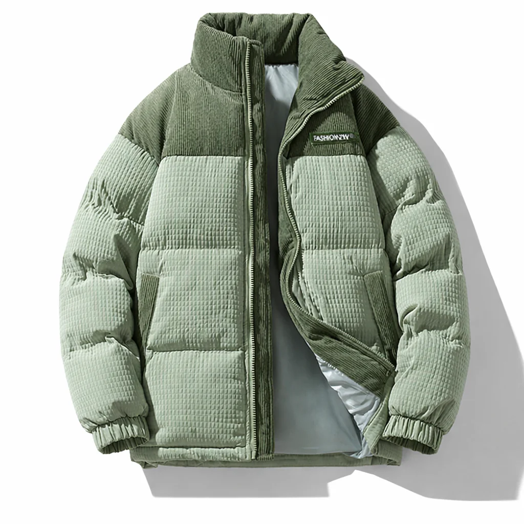 Oliver Oversized Puffer Jacket | Quilted Corduroy Panels Puffer Jacket