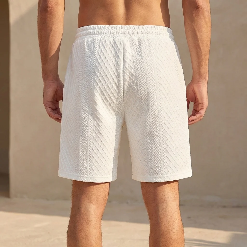 Oliver Textured Pattern Drawstring Waist Sports Shorts | Relaxed Fit Knee-Length Shorts - Image 5