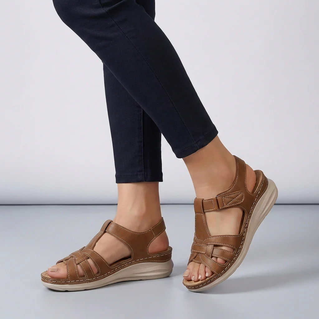 Olivia Orthopedic Wedge Sandals | Retro Cross-Strap Stitching Sandals - Image 2