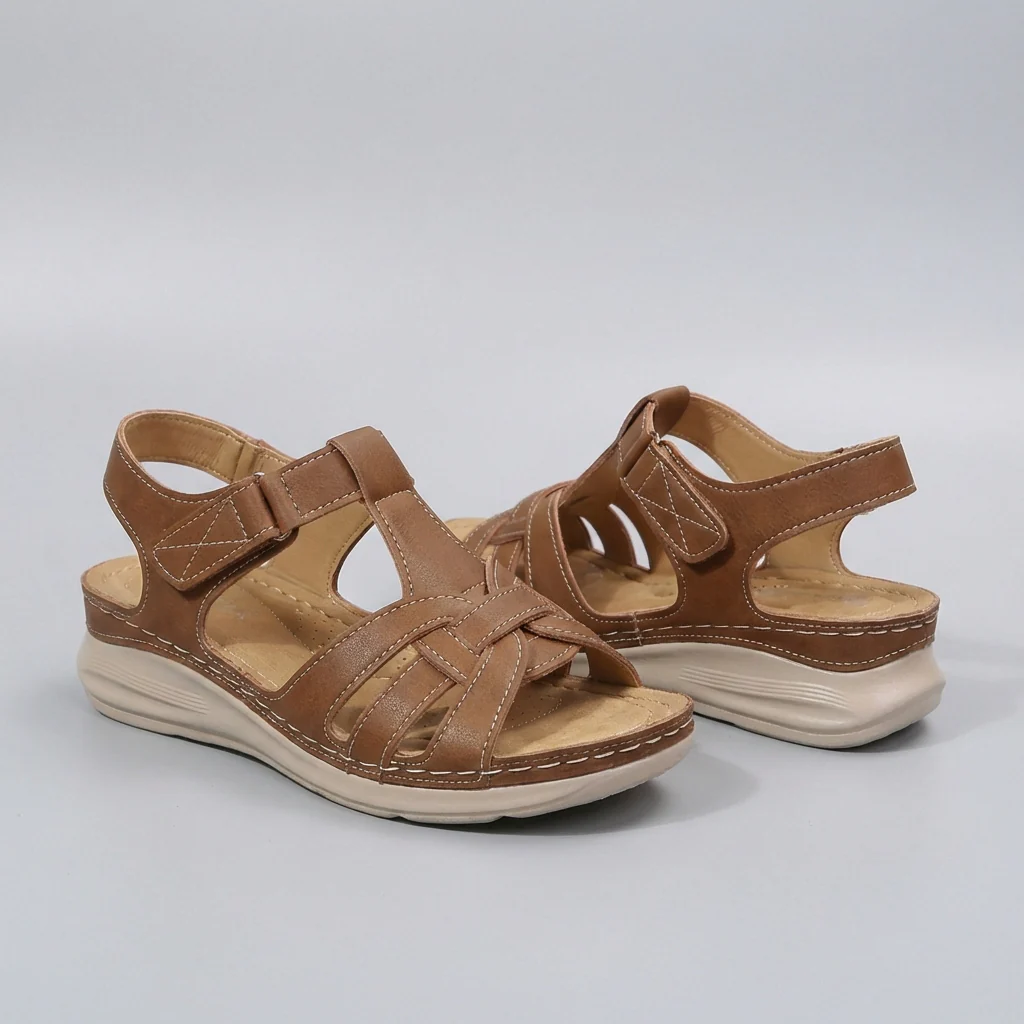 Olivia Orthopedic Wedge Sandals | Retro Cross-Strap Stitching Sandals - Image 3