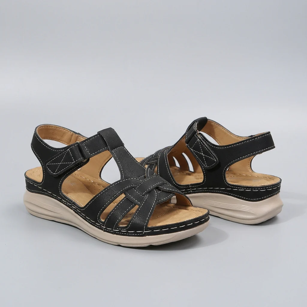 Olivia Orthopedic Wedge Sandals | Retro Cross-Strap Stitching Sandals - Image 4