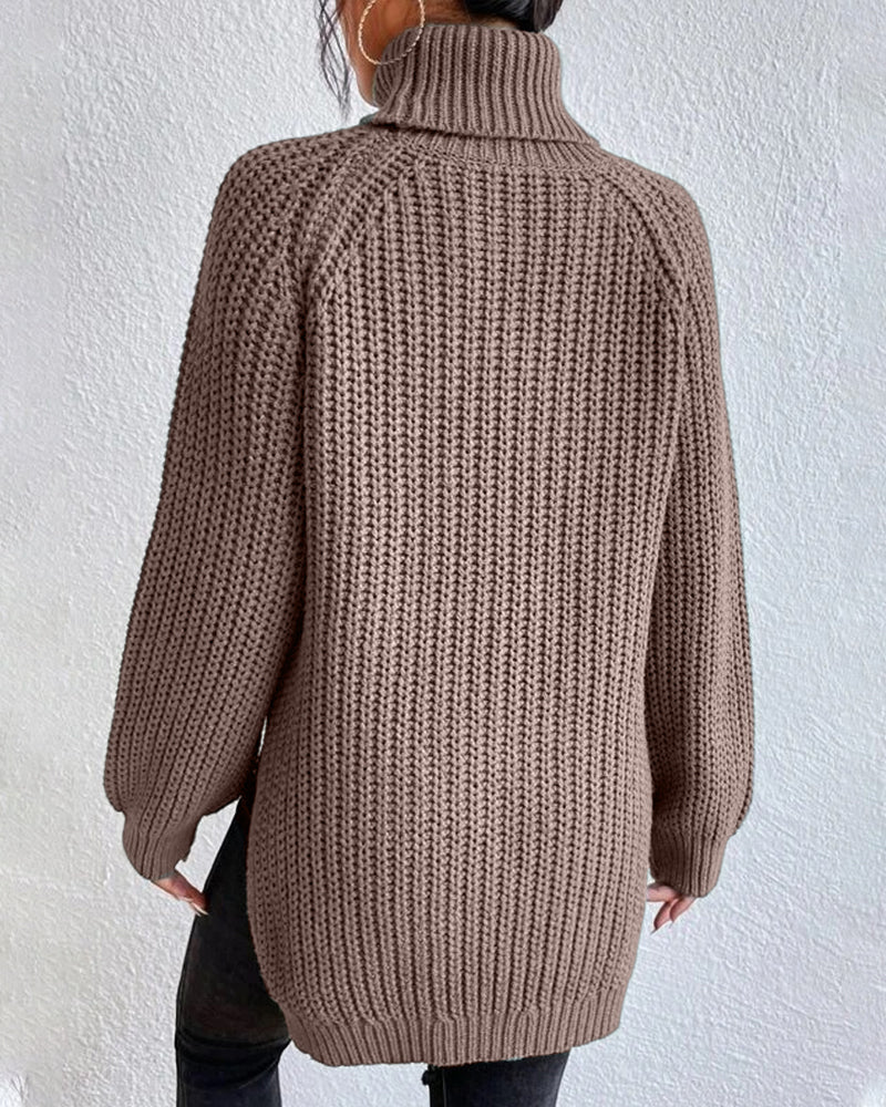Olivia Relaxed Fit Turtleneck Sweater | Ribbed Raglan Sleeve Sweater - Image 10
