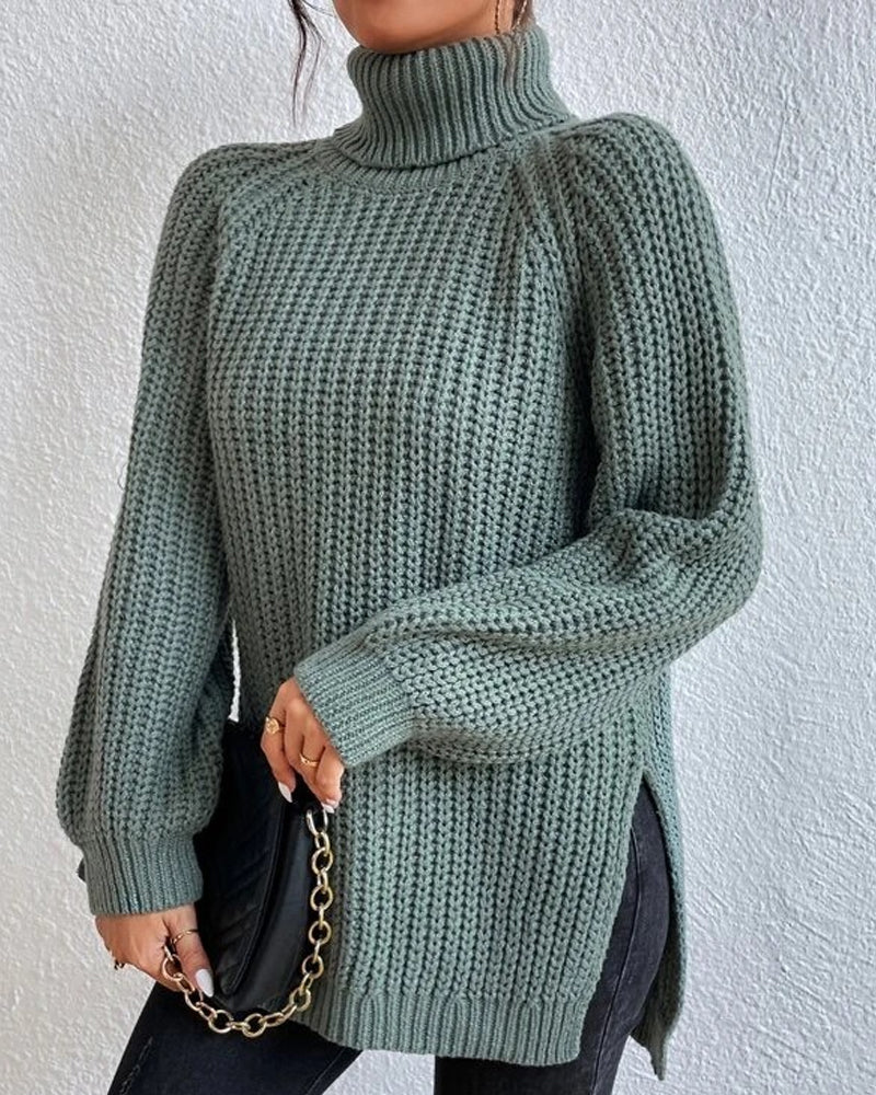 Olivia Relaxed Fit Turtleneck Sweater | Ribbed Raglan Sleeve Sweater - Image 11