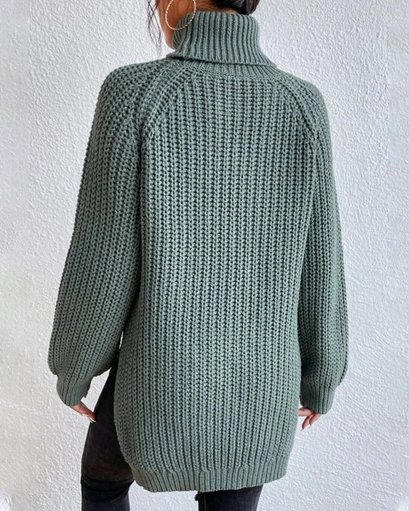 Olivia Relaxed Fit Turtleneck Sweater | Ribbed Raglan Sleeve Sweater - Image 12