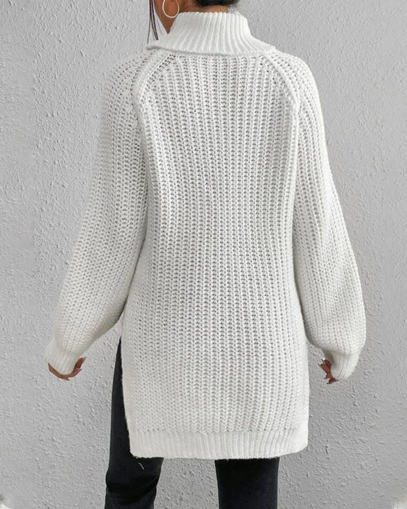 Olivia Relaxed Fit Turtleneck Sweater | Ribbed Raglan Sleeve Sweater - Image 3