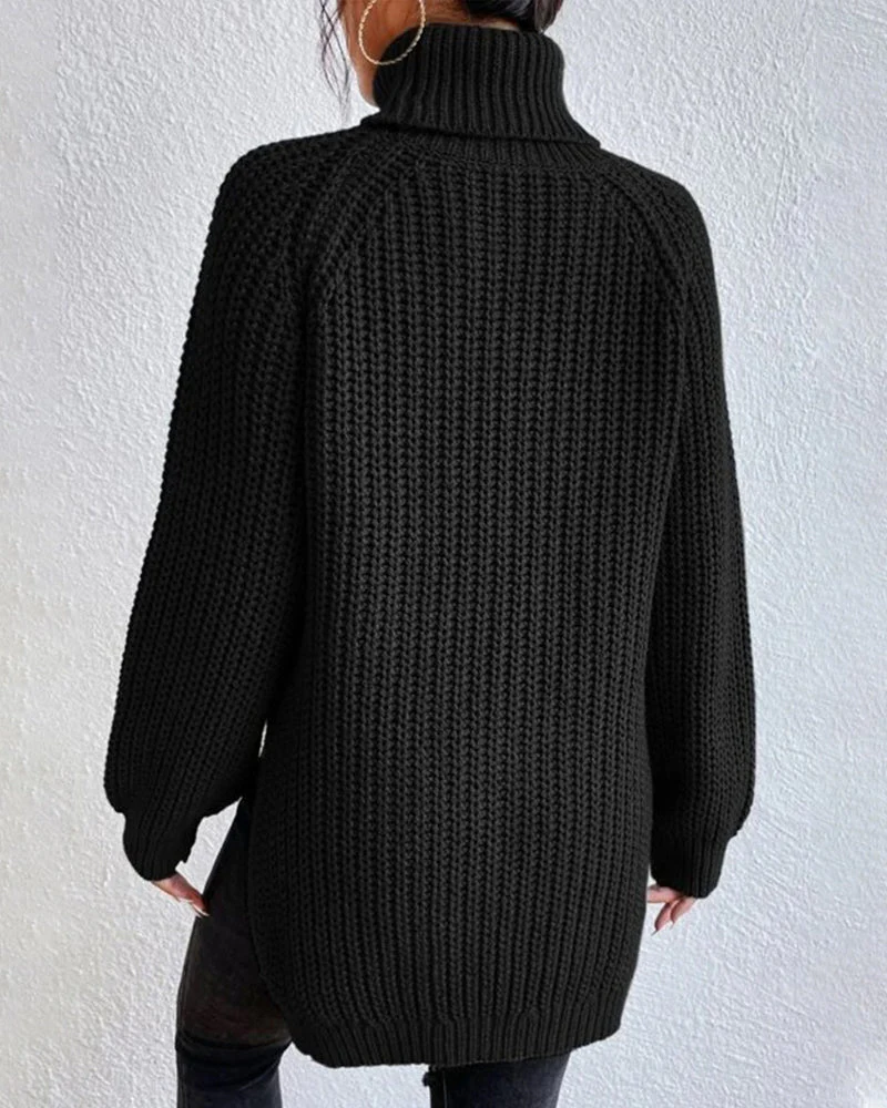 Olivia Relaxed Fit Turtleneck Sweater | Ribbed Raglan Sleeve Sweater - Image 6