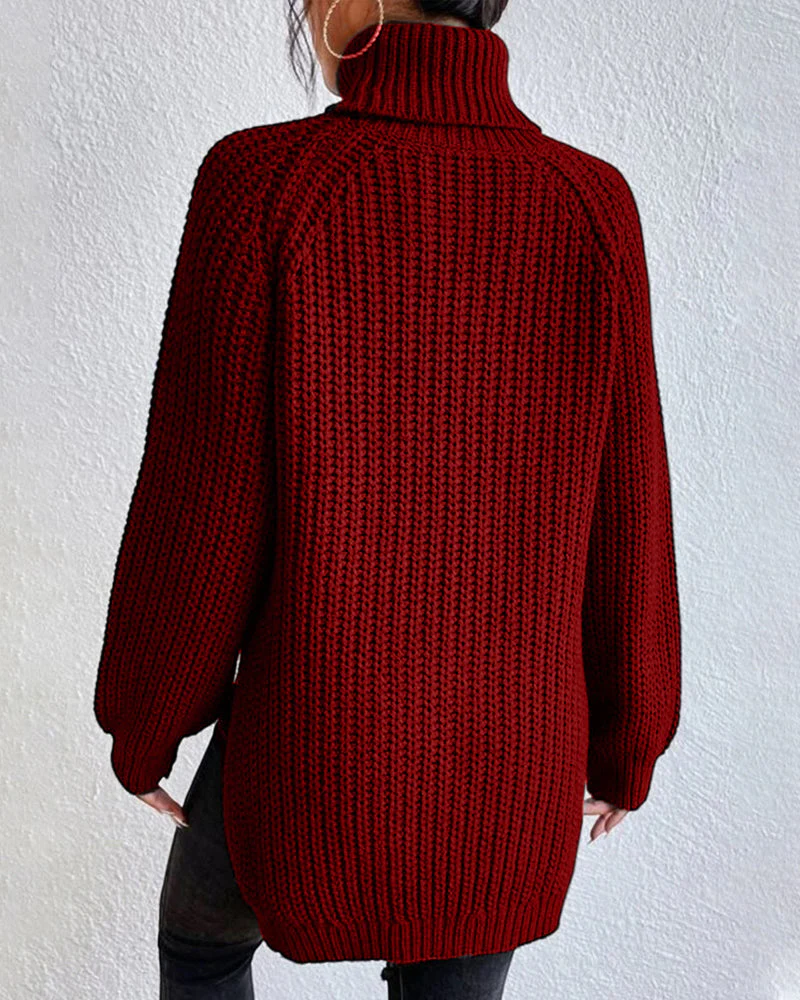 Olivia Relaxed Fit Turtleneck Sweater | Ribbed Raglan Sleeve Sweater - Image 8