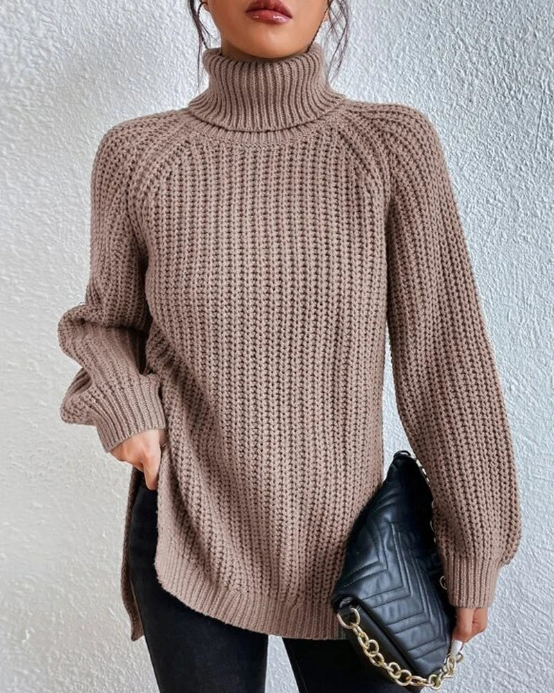 Olivia Relaxed Fit Turtleneck Sweater | Ribbed Raglan Sleeve Sweater - Image 9