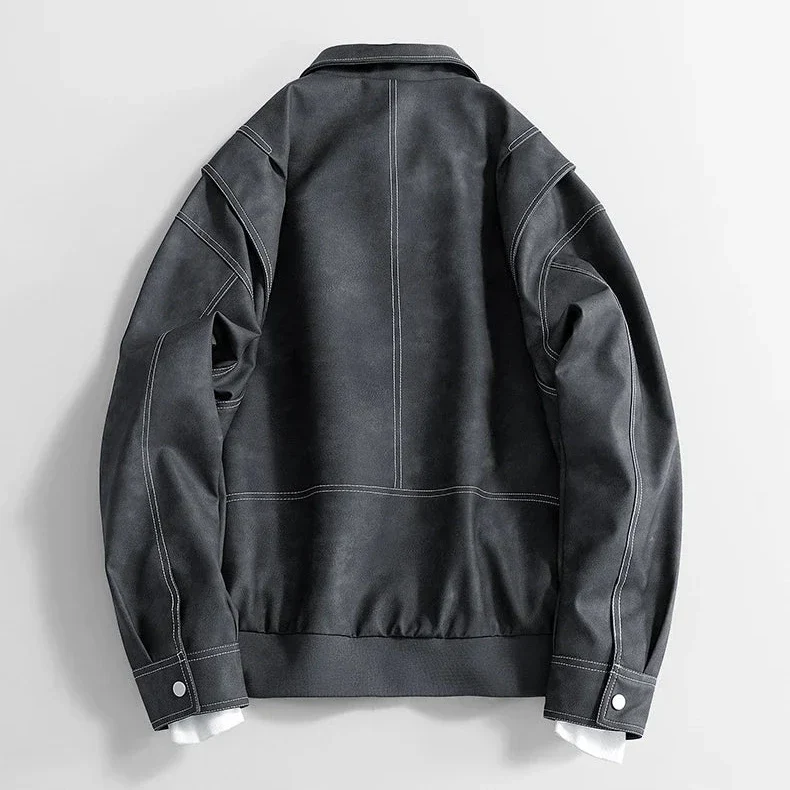 Oscar Relaxed Fit Leather Jacket | Collared Hip-Length Jacket - Image 3