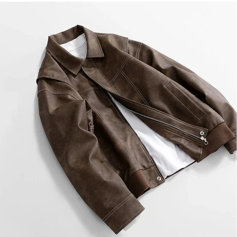 Oscar Relaxed Fit Leather Jacket | Collared Hip-Length Jacket - Image 5