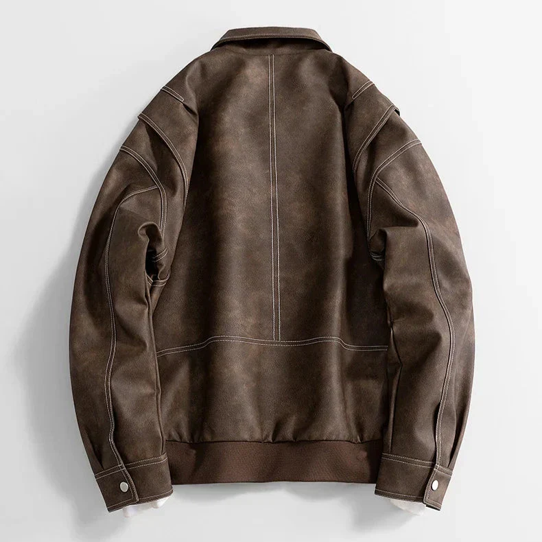 Oscar Relaxed Fit Leather Jacket | Collared Hip-Length Jacket - Image 6