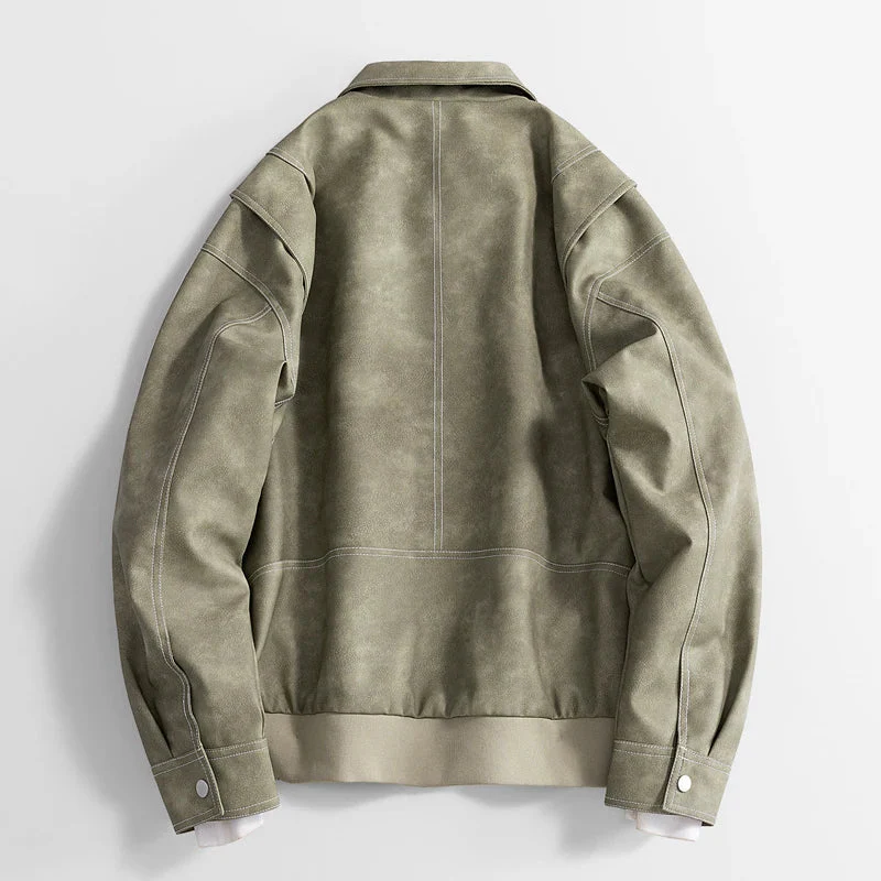 Oscar Relaxed Fit Leather Jacket | Collared Hip-Length Jacket - Image 9