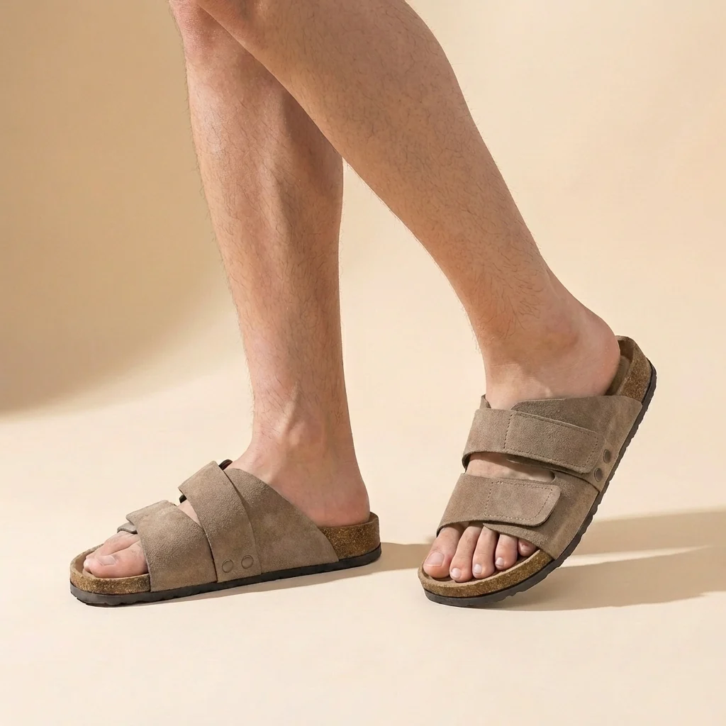 Oscar Orthopedic Slide Sandal | Adjustable Strap Cork Footbed Slide Sandal - Image 3