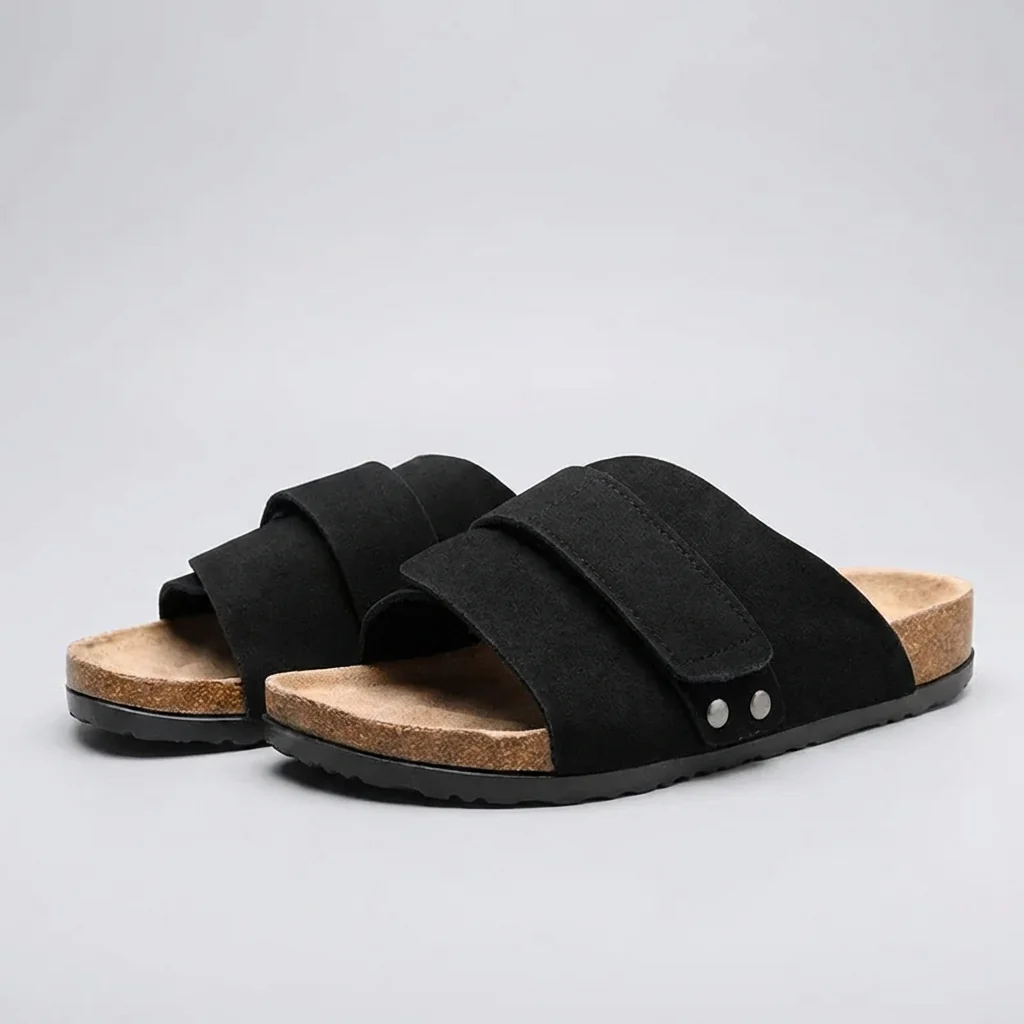 Oscar Orthopedic Slide Sandal | Adjustable Strap Cork Footbed Slide Sandal - Image 5