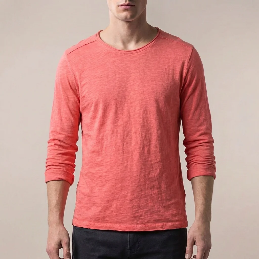 Oscar Regular Fit Long Sleeve T-Shirt | Solid Crewneck Long Sleeve T-Shirt - Image 4