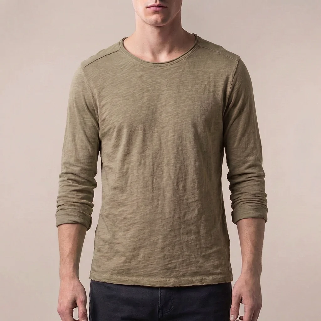 Oscar Regular Fit Long Sleeve T-Shirt | Solid Crewneck Long Sleeve T-Shirt - Image 5