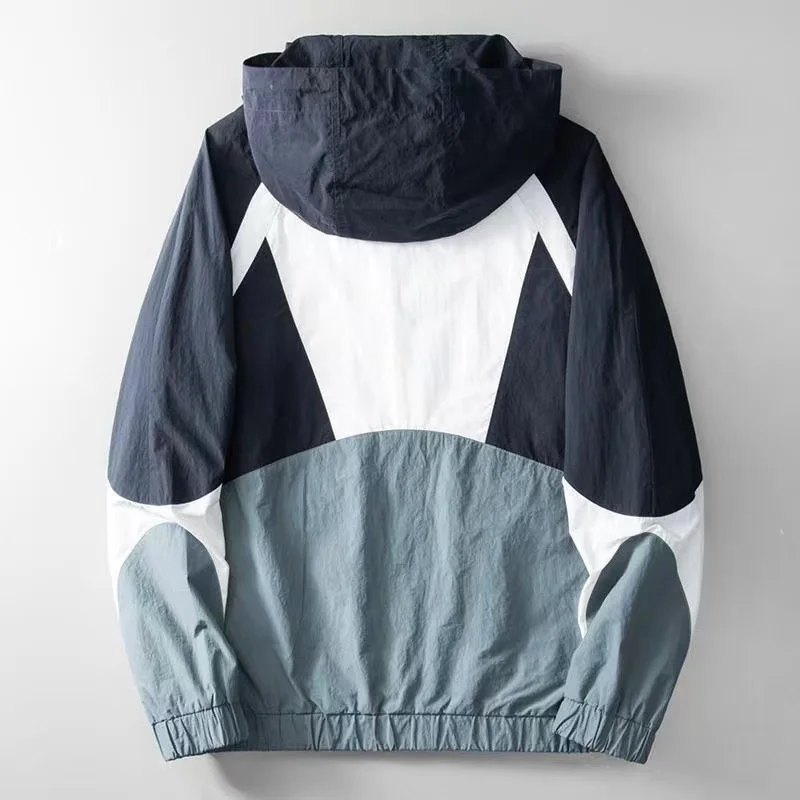 Oscar Relaxed Fit Windbreaker Jacket | Hooded Neck Color Block Hip-Length Windbreaker Jacket - Image 3