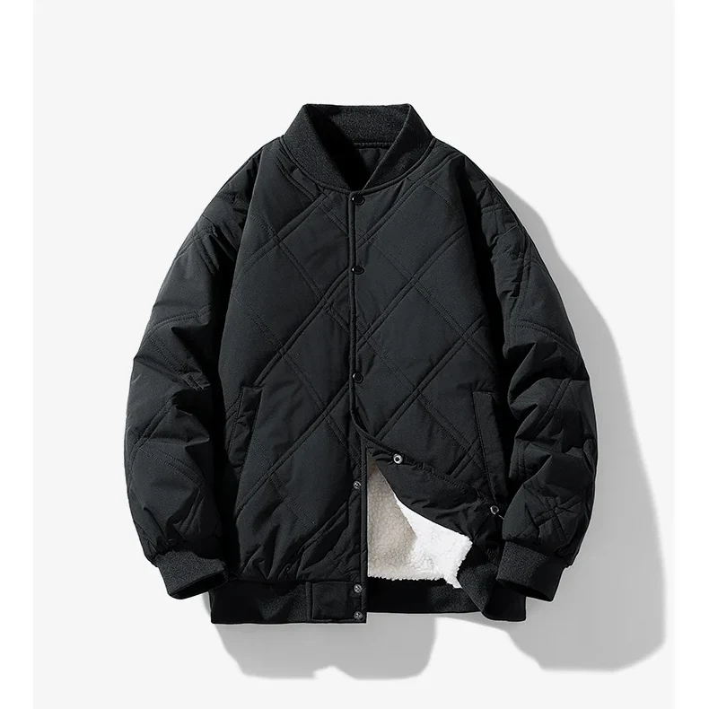 Noah Vintage Diamond Quilted Bomber Jacket | Sherpa-Lined Snap Jacket - Image 3