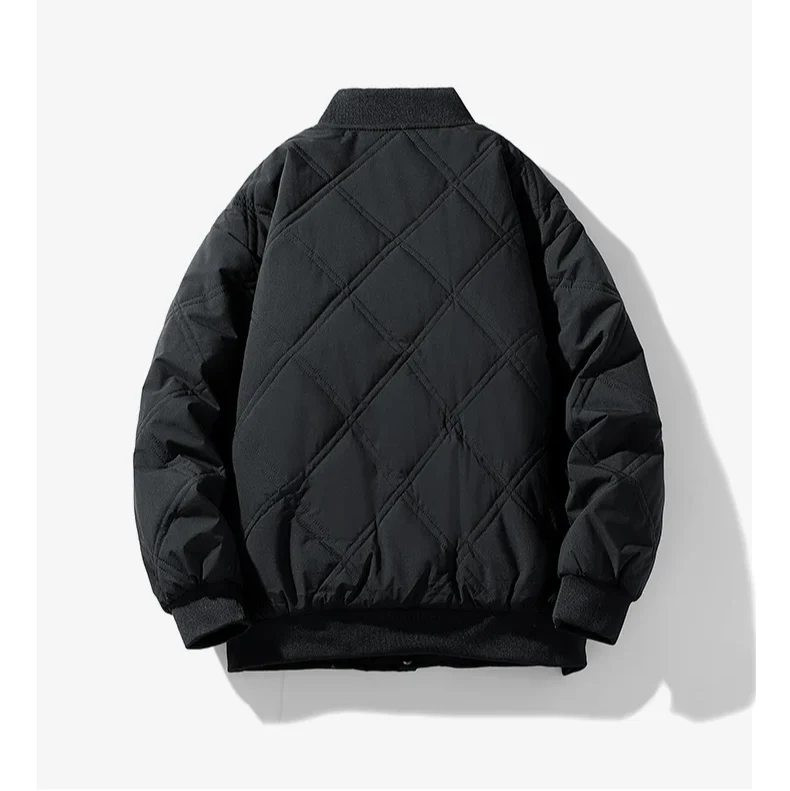 Noah Vintage Diamond Quilted Bomber Jacket | Sherpa-Lined Snap Jacket - Image 4