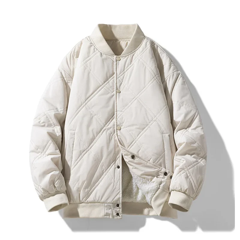 Noah Vintage Diamond Quilted Bomber Jacket | Sherpa-Lined Snap Jacket - Image 7