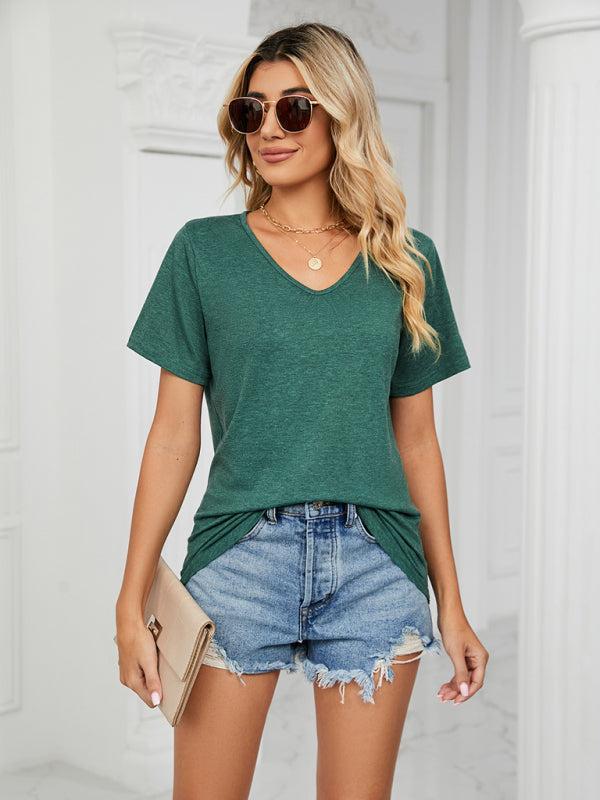 Qamyra Tee | Solid Color Everyday V-Neck T-Shirt - Image 5