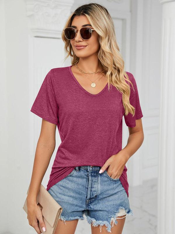 Qamyra Tee | Solid Color Everyday V-Neck T-Shirt - Image 7