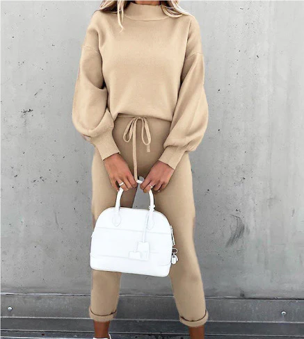 Qaria Loungewear Set | Women's Autumn Relaxed Knit Tracksuit - Image 10