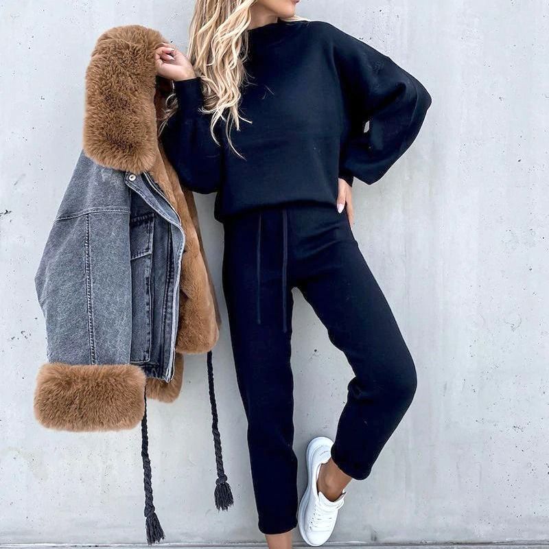 Qaria Loungewear Set | Women's Autumn Relaxed Knit Tracksuit - Image 5