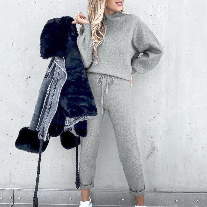 Qaria Loungewear Set | Women's Autumn Relaxed Knit Tracksuit - Image 6