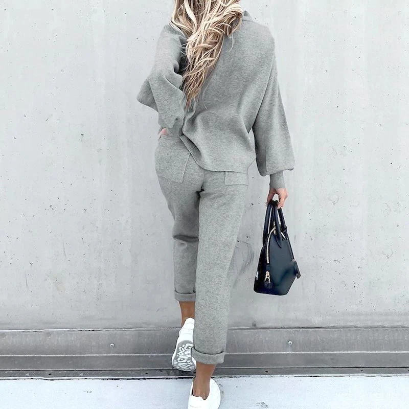 Qaria Loungewear Set | Women's Autumn Relaxed Knit Tracksuit - Image 7