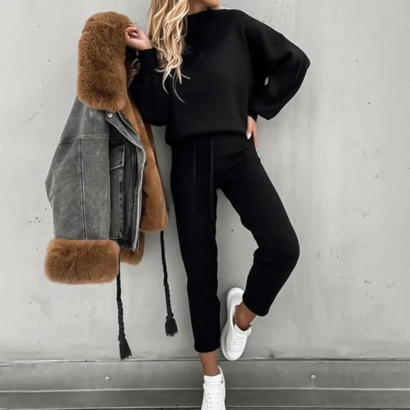 Qaria Loungewear Set | Women's Autumn Relaxed Knit Tracksuit - Image 8