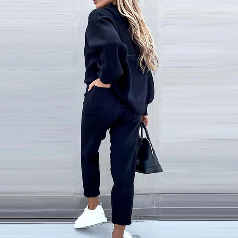 Qaria Loungewear Set | Women's Autumn Relaxed Knit Tracksuit - Image 9