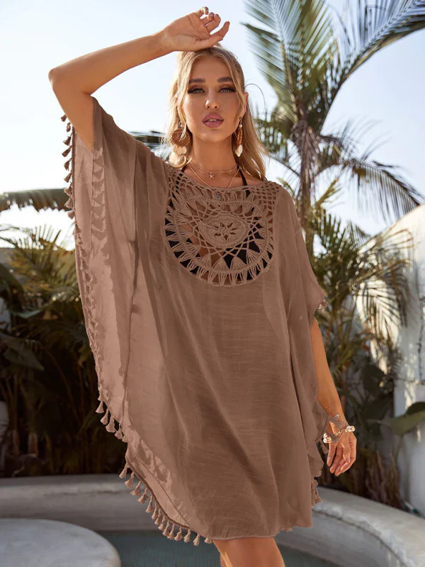Qarina Cover Up | Delicate Floral Design Beach Dress - Image 4
