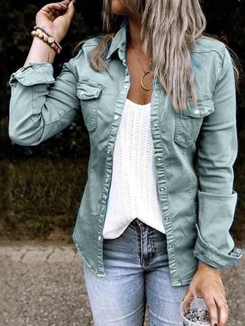 Qavira Jacket | Women's Autumn Button-Up Denim Shirt - Image 4