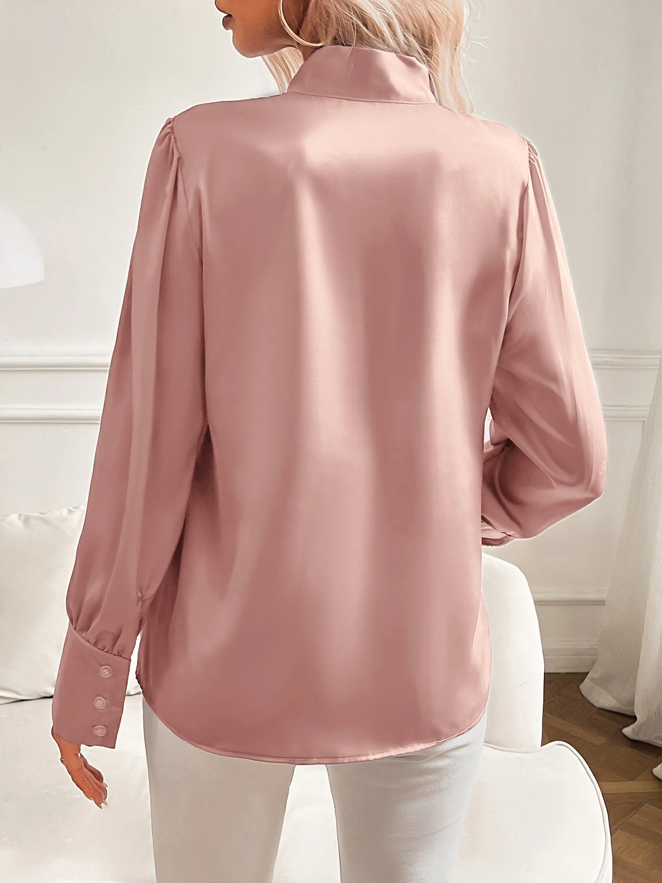Qendressa Blouse | Women's Autumn Puff Sleeve Bow Collar Blouse - Image 6