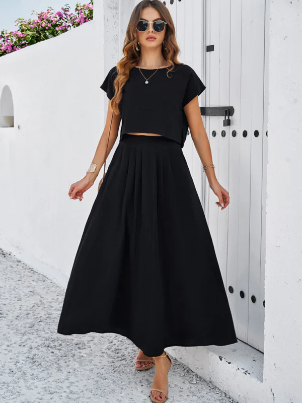 Qoma Set | Cap Sleeve Top and Flowy Skirt Set