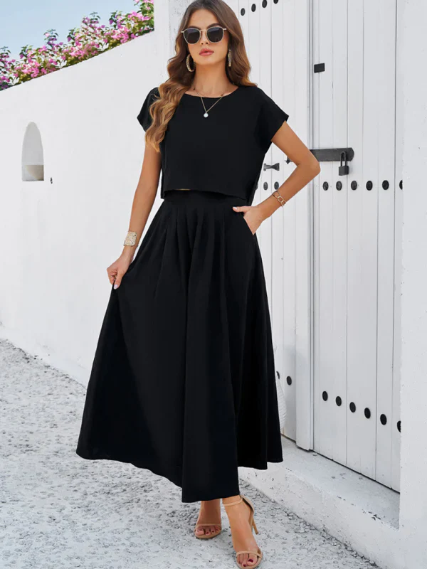 Qoma Set | Cap Sleeve Top and Flowy Skirt Set - Image 2