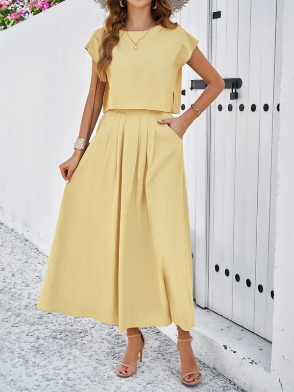 Qoma Set | Cap Sleeve Top and Flowy Skirt Set - Image 5