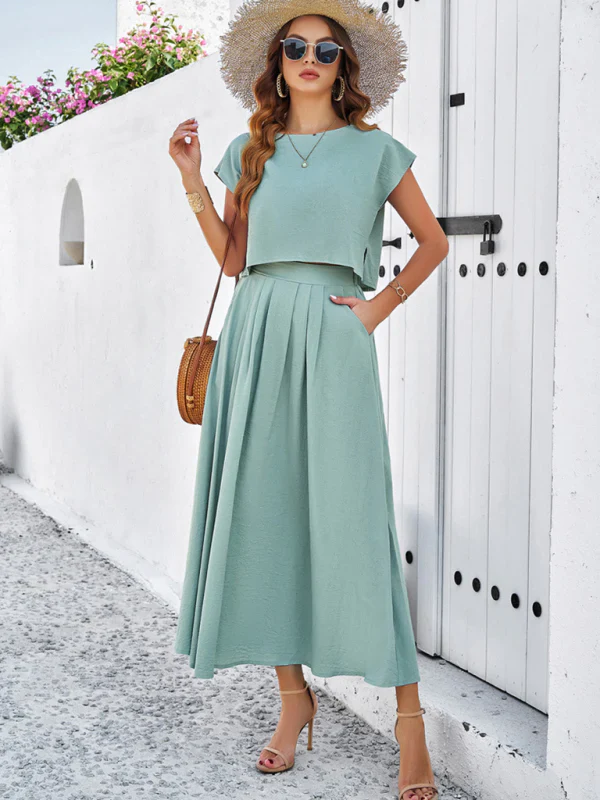 Qoma Set | Cap Sleeve Top and Flowy Skirt Set - Image 7