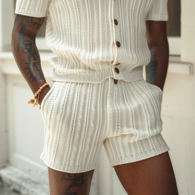 Quentin Set | Men's Knit Shirt and Shorts Set - Image 3