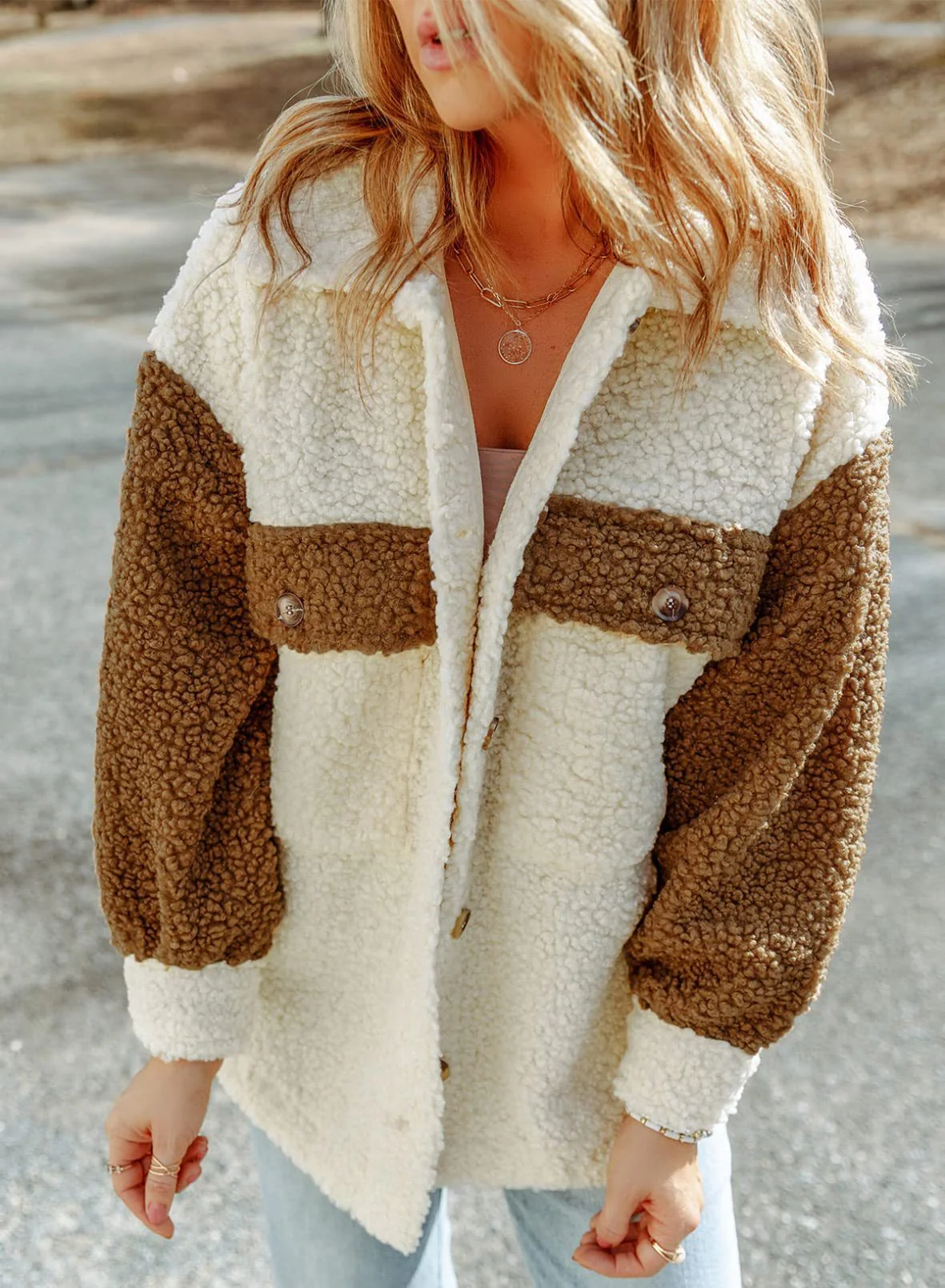 Quetina Jacket | Women's Winter Wool-Blend Colorblock Jacket - Image 4