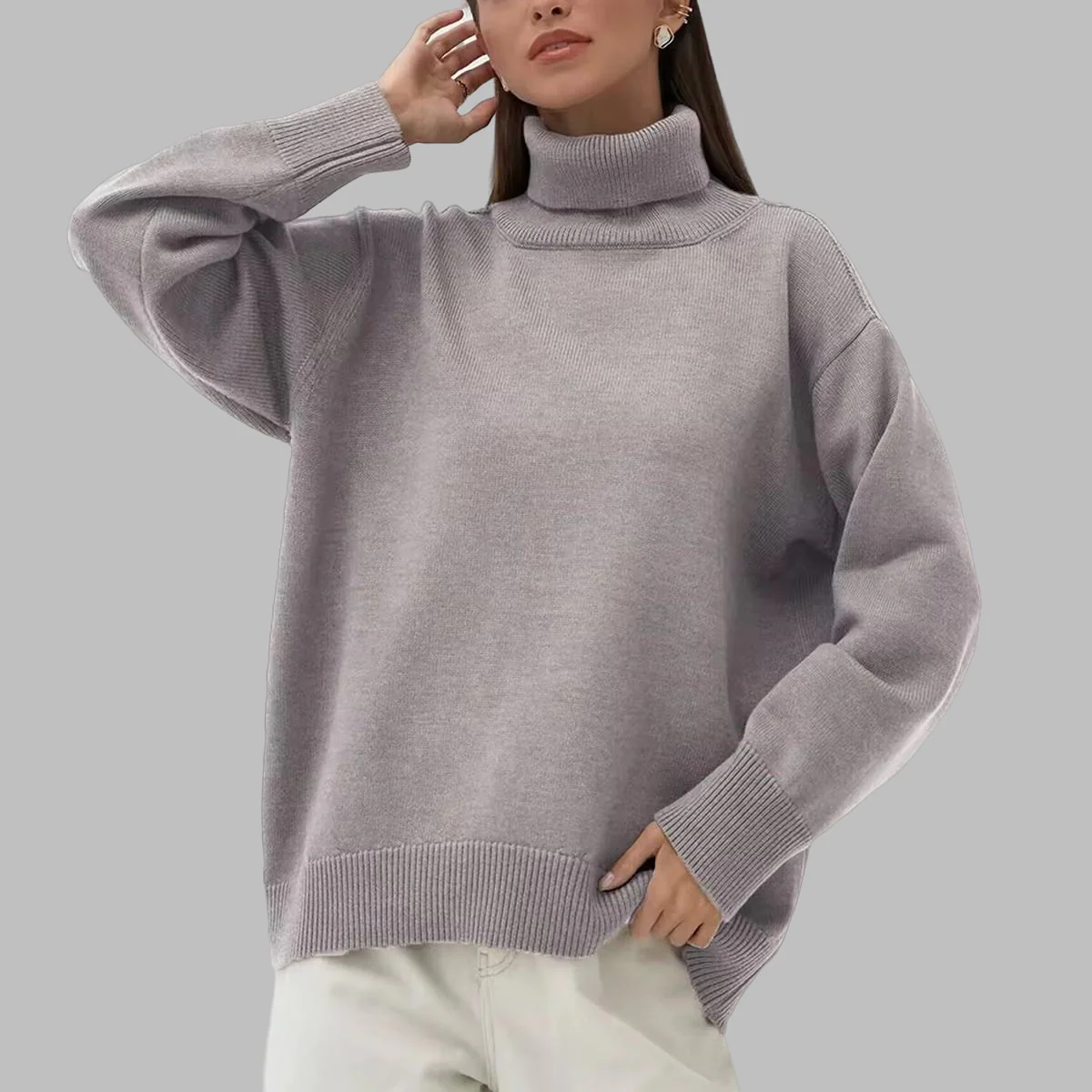 Quinette Sweater | Women's Winter Oversized Turtleneck Sweater - Image 3