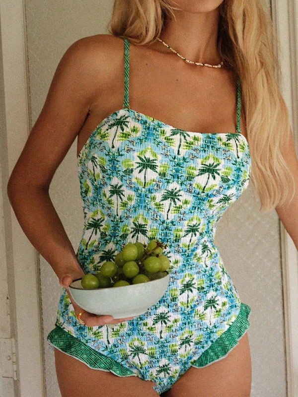 Quinita Swimsuit | Tropical Print One-Piece With Frill Trim - Image 4