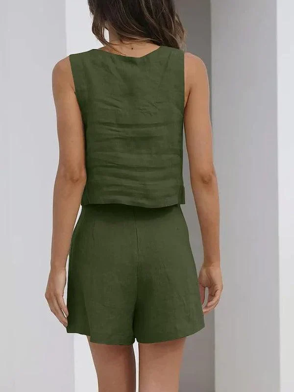 Qynessa Set | Cotton-Linen Top & Shorts - Image 3
