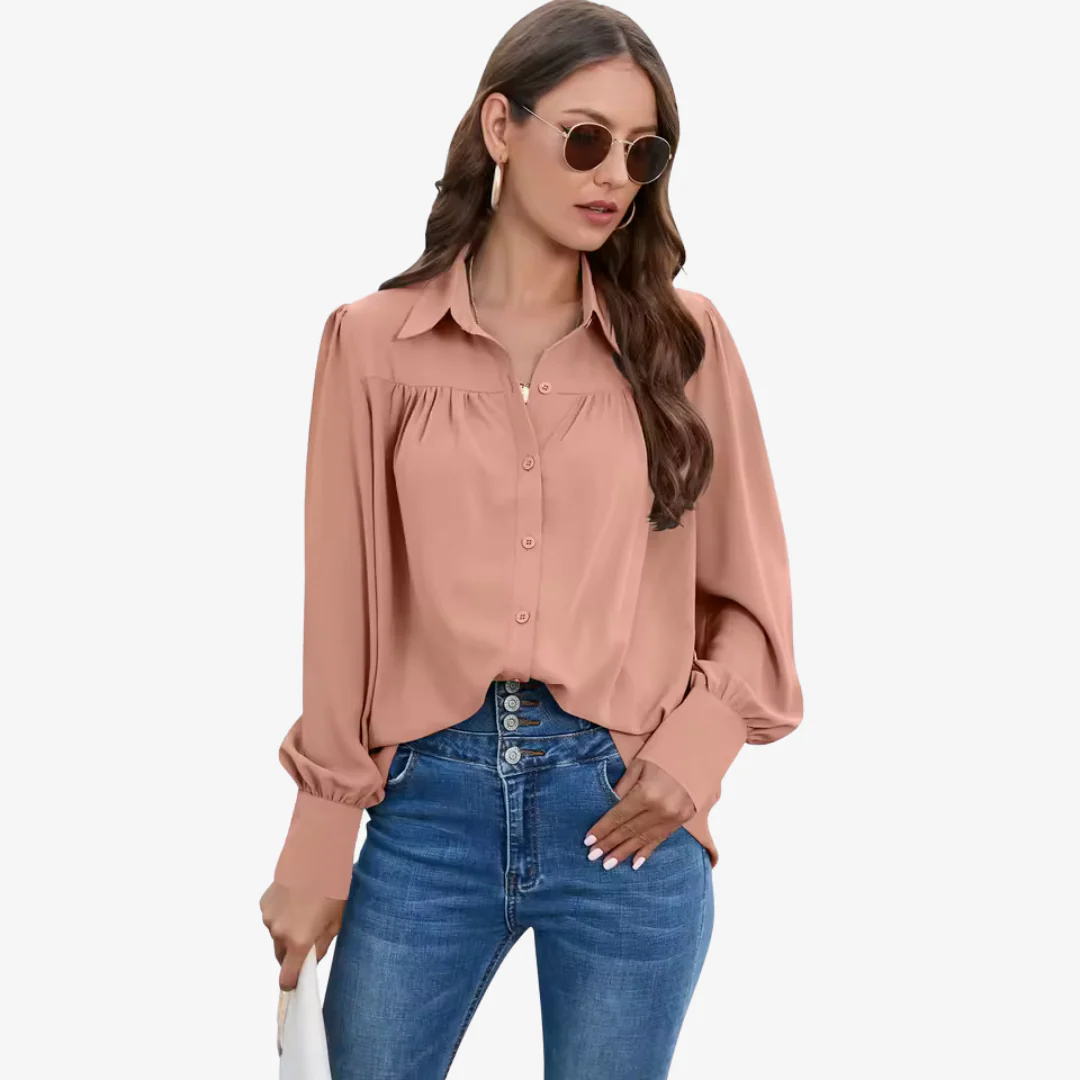 Qyrra Blouse | Women's Autumn Chiffon Lantern Sleeve Blouse - Image 3