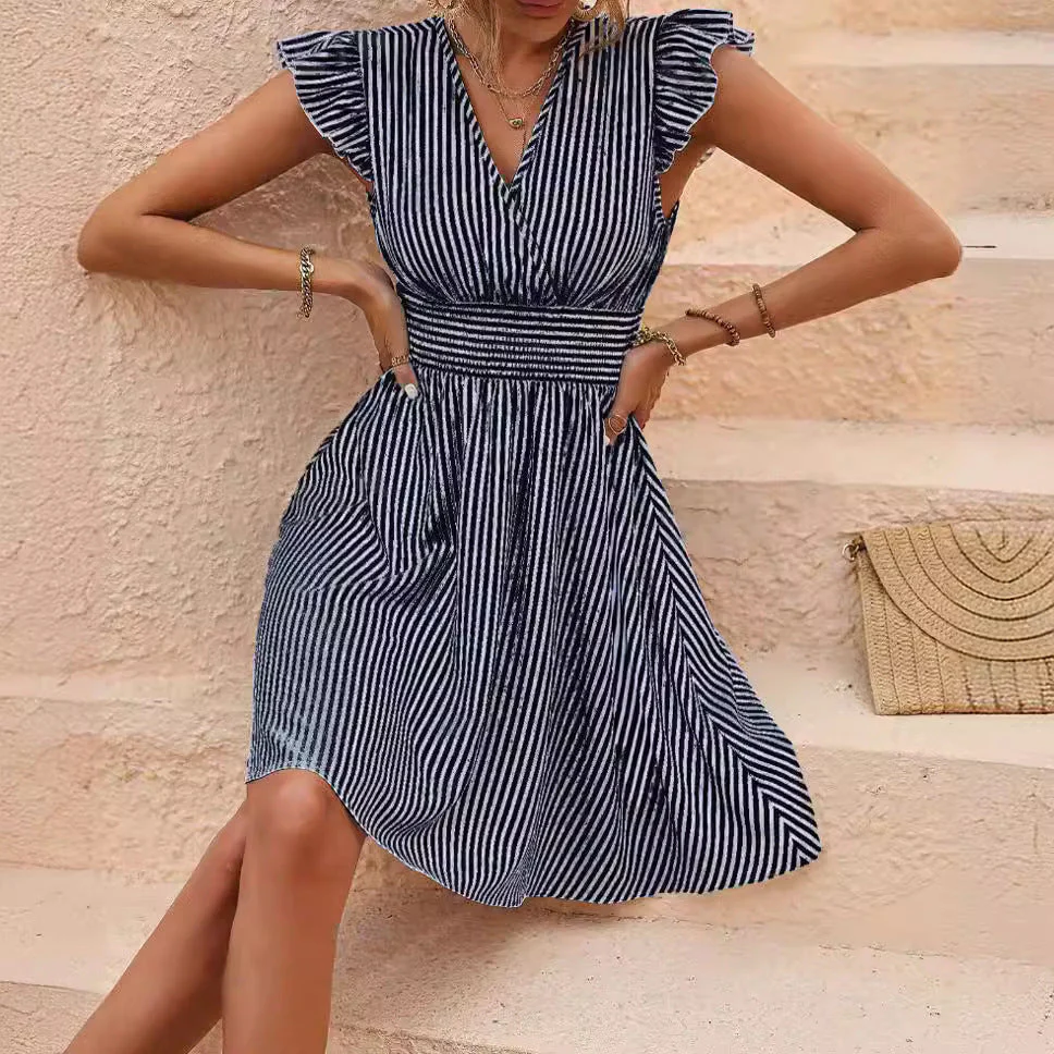 Raheem Dress | Rayon Wrap Dress with Flutter Sleeves - Image 3