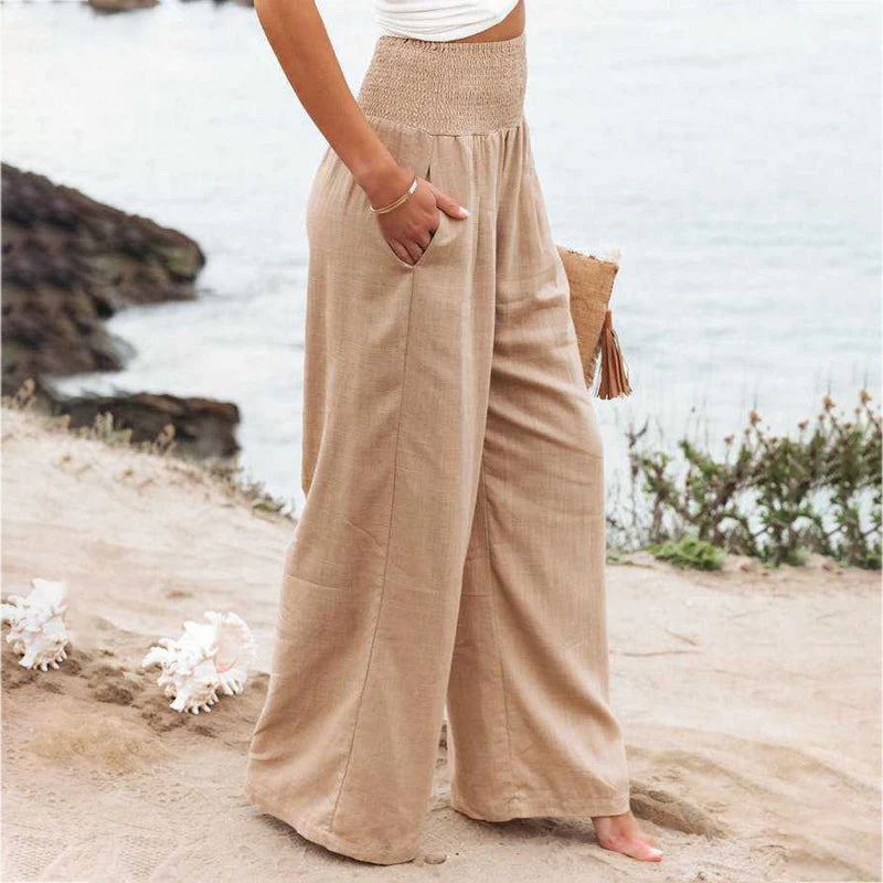 Reina Trousers | Women's Linen Wide Leg Trousers - Image 3