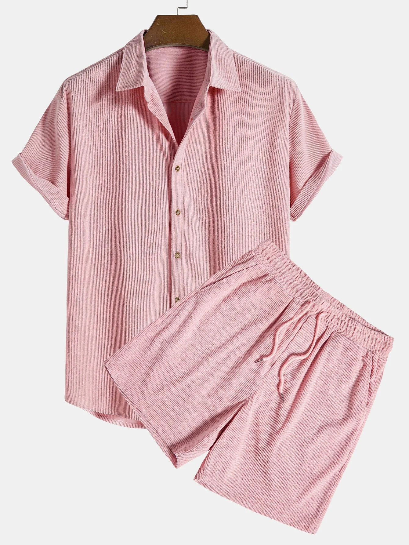Renzo Men's Corduroy Shirt | Short Sleeve Casual Set - Image 10