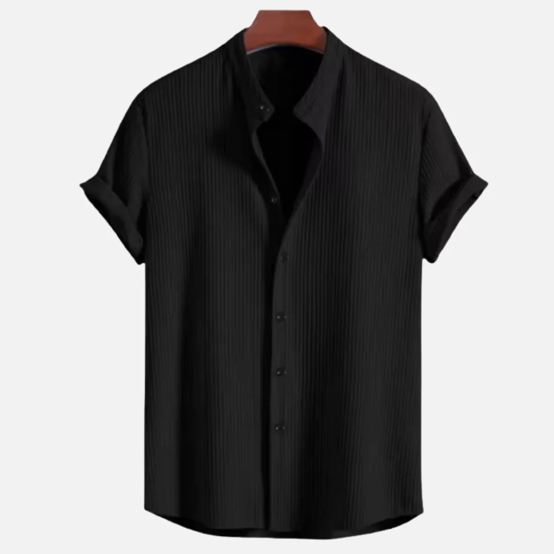 Rob Shirt | Men's Short Sleeve Linen Shirt with Mandarin Collar - Image 4